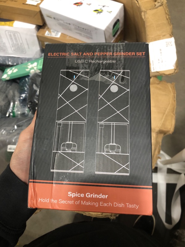 Photo 2 of 2Pack Electric Salt and Pepper Grinder Set USB Rechargeable with Warm LED Light, Adjustable Coarseness Lidaop Large Capacity Automatic Salt Pepper Mill Grinder for Kitchen, Restaurant, Outdoor, Black