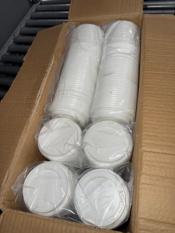 Photo 2 of (500-Pack) Coffee Cup Lids - Disposable Coffee Lids for 10, 12, 16, 20, & 24 oz Paper Cups, 8 oz Squat Cups, Dome Cup Lids for To-Go Beverages, Expresso, Tea, Hot Chocolate - White