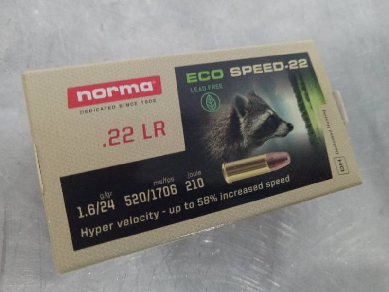 Photo 1 of  New Box Of 50 Norma Eco SPEED .22LR 1.6/24 Gr Cartridges (2 BX)