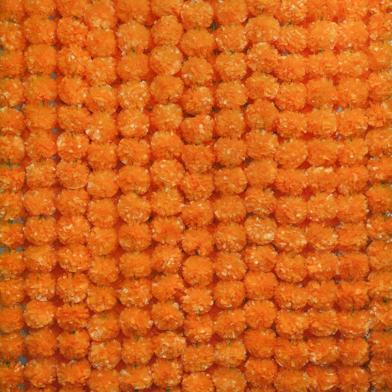 Photo 1 of 13PCS 5Pcs Marigold Garland for Decoration, 5 Feet Artificial Marigold Flowers Diwali Decorations for Home, Orange Artificial Marigold Heads for Diwali Party,Indian Weddings, Halloween,Wreath