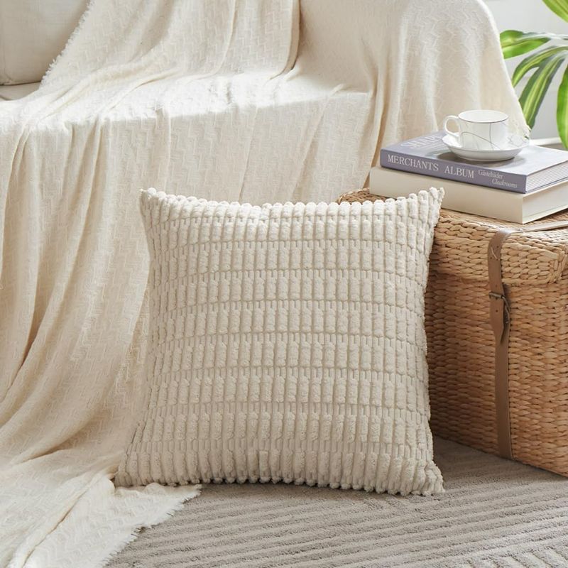 Photo 1 of  2 Packs Boho Cream Decorative Throw Pillow Covers 20x20 Inch for Living Room Couch Bed Sofa, Rustic Modern Farmhouse Home Decor, Soft Plush...