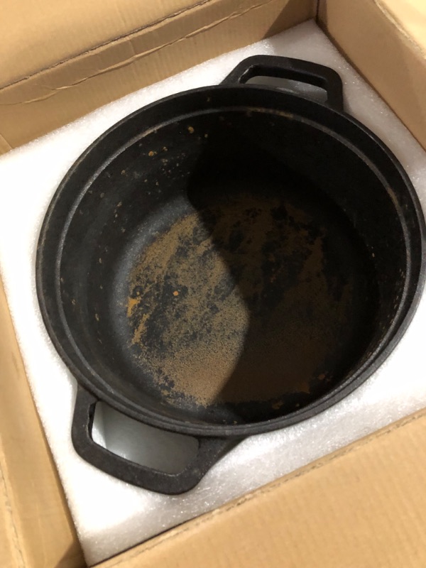 Photo 1 of ***HEAVILY USED - RUSTED - COVERED IN OIL - SEE PICTURES***
Pre-Seasoned Cast Iron 2-In-1 Heavy-Duty 5.5qt Dutch Oven With Skillet Lid Set, Oven,Grill, Stove Top, BBQ and Induction Safe