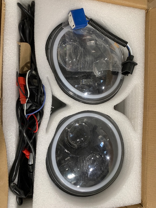 Photo 2 of 7 inch LED Headlights RGB Halo DRL Angel Eyes with Amber Turn Signal Light 7'' DRL Bluetooth Control Built In Canbus for 1997-2017 Jeep Wrangler JK LJ TJ Sahara Sport Rubicon Hummer H1 H2, 2pc Pack