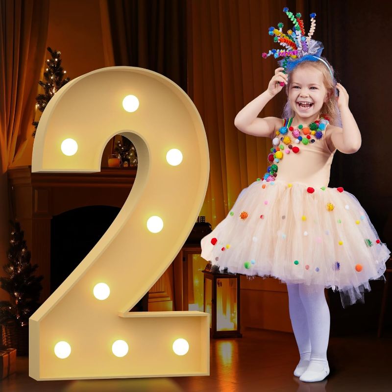 Photo 1 of 3FT Light up Numbers 2, Marquee Numbers, Mosaic Numbers for Balloons, Pre-Cut Foam Board Kit for 21st 32th Birthday Party Decor, Marquee Light up Letters, Kids' Mosaic Kits
