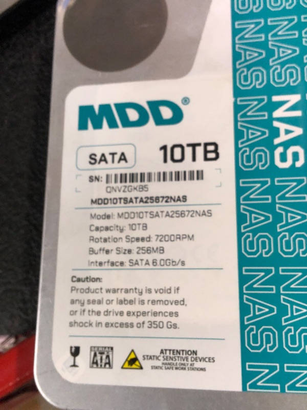 Photo 4 of **NON-REFUNDABLE** (PARTS) MDD (MDD10TSATA25672NAS) 10TB 7200RPM 256MB Cache SATA 6.0Gb/s 3.5inch Internal NAS Hard Drive (Renewed)