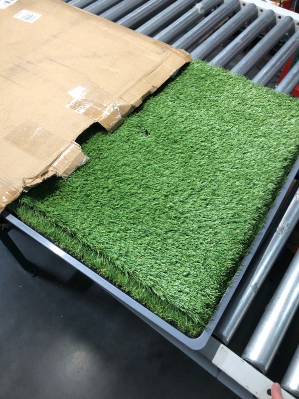 Photo 2 of (READ FULL POST) Pee Pad For Dogs, Artificial Grass for Dog Training(No Clips), Litter Box Tray,2 Pack Replaceable Grass Indoor/Outdoor Puppy/Large Dogs, Washable,Easy Assemble Cleaning, Large