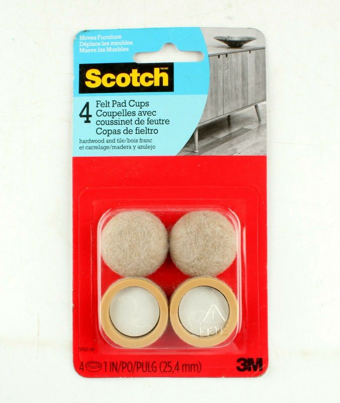 Photo 1 of *Scotch Adhesive Felt Pad Cups SP665-NA, Leg Protectors for Hardwood (Beige)