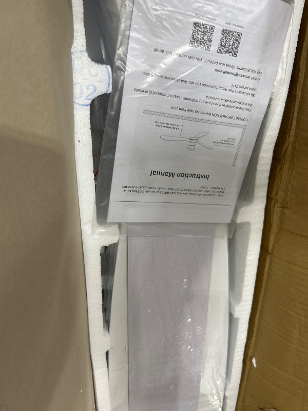 Photo 1 of 52in Smart Low Profile Ceiling Fans with Lights Remote,Quiet DC Motor,Outdoor Indoor Flush Mount Ceiling Fan,Control with WIFI Alexa App,Dimmable,6-speed,3 White Wood blades,for Modern Bedroom Patio