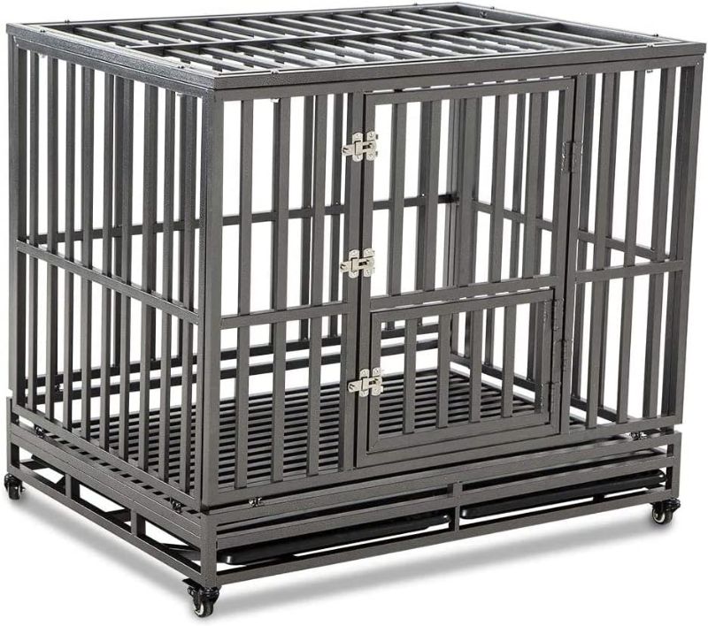 Photo 1 of 
LUCKUP Heavy Duty Dog Cage Metal Kennel and Crate for Medium and Large Dogs, Pet Playpen with Four Wheels,Easy to Install,46 inch,Black 