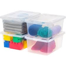 Photo 1 of * MISSING PARTS* IRIS USA 15 Qt Clear Storage Box, Plastic Stackable Bin with Lid, 4 Pack, Containers to Organize Shoes and Closet Shelves, Classroom Organization Teacher Tools, Game Storage
