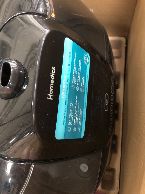 Photo 3 of *MISSING PARTS* HOMEDICS Top-Fill 120-Hour 2-Gallon Tabletop Cool Mist/Warm Mist Electronic Humidifier (For Rooms Up To 587-sq ft) Black
