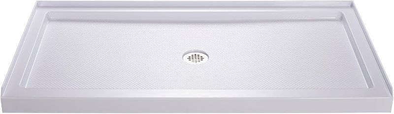 Photo 1 of * MINOR DAMAGE* DreamLine SlimLine 30 in. D x 60 in. W x 2 3/4 in. H Center Drain Single Threshold Shower Base in White, DLT-1130600
