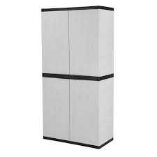 Photo 1 of *MISSING PARTS* Project Source Premium One 35-in W x 71.7-in H x 18.5-in D Freestanding Plastic Garage Cabinet in Off-white
