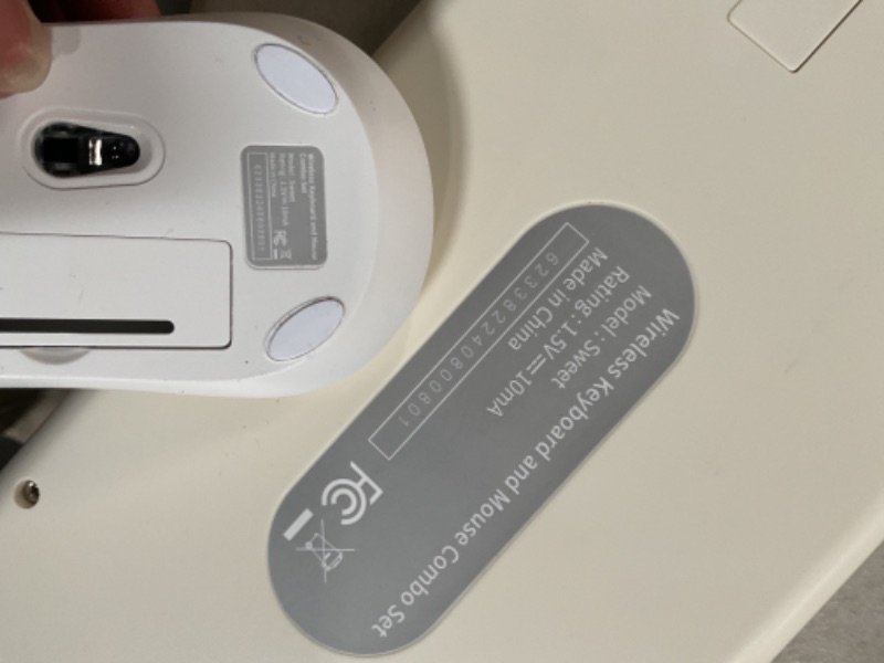 Photo 1 of Atelus Wireless Keyboard and Mouse, Typewriter Full Size Keyboard with Number Pad and 2 in 1 USB Connected Mouse for Windows 7/8/10, Laptop, Desktop, PC, Computer (Off-White)