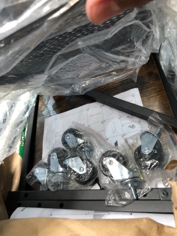 Photo 1 of **MISSING PIECES LOOSE THROUGHOUT PACKAGING**
OGEMXU Kitchen Microwave Cart,Microwave Stand with Wheels,Coffee Bar Table Station,4-Tier Rolling Baker's Rack,Small Appliance Storage Shelf,Utility Side Table for Kitchen,Living Room (Rustic Brown)