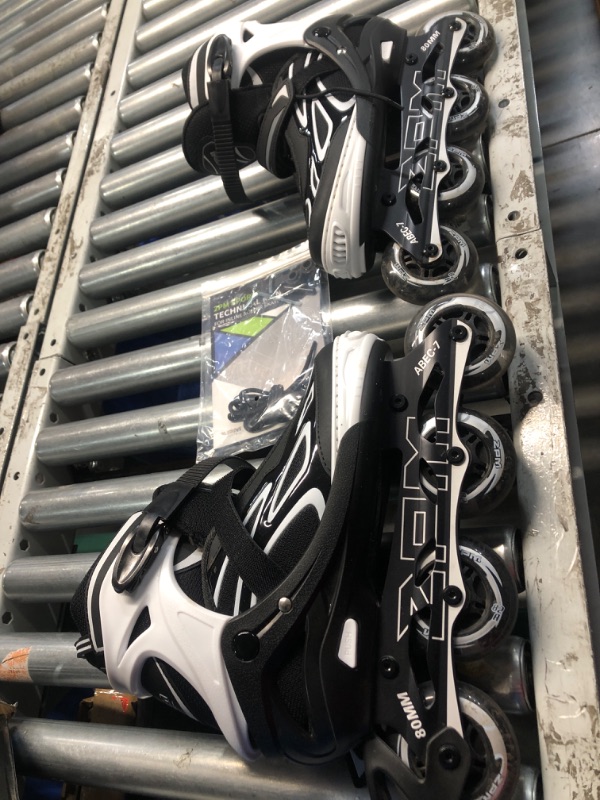 Photo 1 of 2PM SPORTS Vinal Girls Adjustable Flashing Inline Skates, All Wheels Light Up, Fun Illuminating Skates for Kids and Men - Black and White Extra Large
