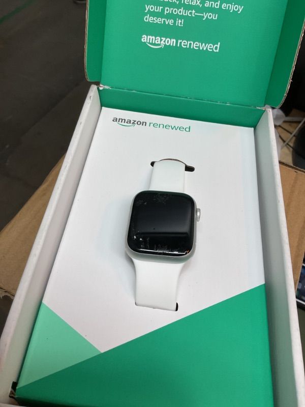 Photo 2 of Apple Watch Series 8 (GPS + Cellular, 45MM) - Silver Aluminum Case with M/L White Sport Band (Renewed Premium)