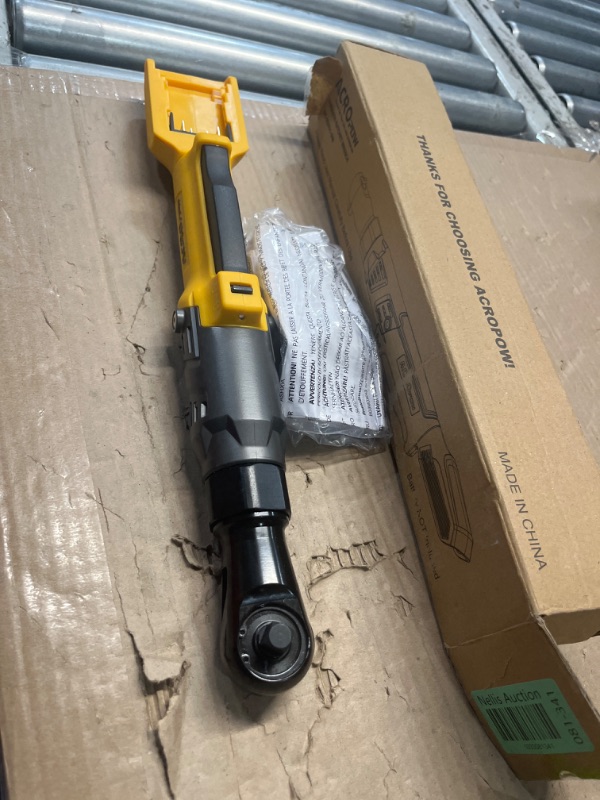 Photo 2 of ACROPOW 3/8" Cordless Ratchet Wrench, Compatible with DEWALT 20V MAX Battery, 74Ft-Lbs Brushless Motor Electric Ratchet with Variable Speed, 1/2" & 1/4" Adapters, 3" Extension Bar (Tool Only)