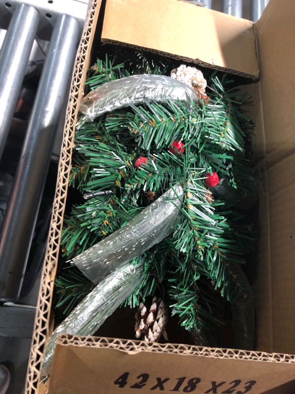 Photo 1 of ATDAWN 9 Foot Christmas Lighted Garland, Battery Operated Christmas Garland with Lights, Pre Lit Garland Wreath with Pine Cones for Indoor Home Winter Holiday New Year Xmas Decorations