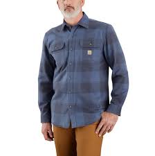 Photo 1 of 2XL Carhartt Men's Loose Fit Heavyweight Flannel Long-Sleeve Plaid Shirt, Navy