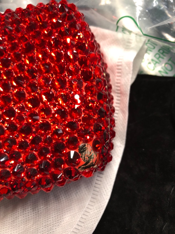 Photo 3 of **DAMAGED, MISSING SOME RHINSTONES**
Boutique De FGG Women Evening Handbags Fashion Crystal Clutch Purse Wedding Party Rhinestone Clutch Bag with Spikes,Mini,RED