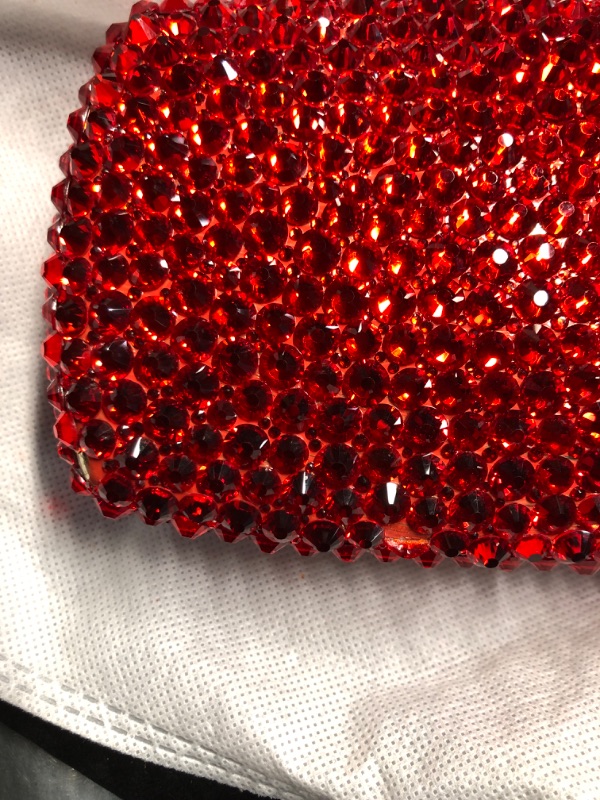 Photo 2 of **DAMAGED, MISSING SOME RHINSTONES**
Boutique De FGG Women Evening Handbags Fashion Crystal Clutch Purse Wedding Party Rhinestone Clutch Bag with Spikes,Mini,RED