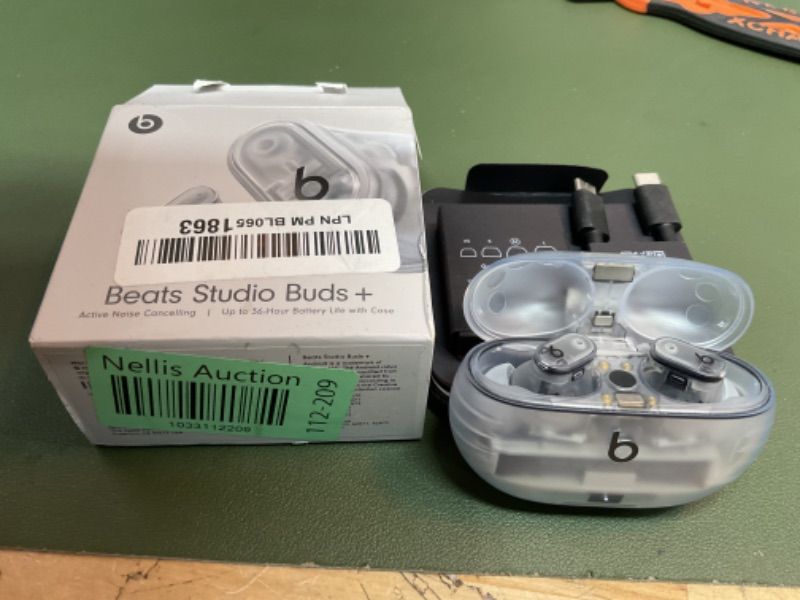 Photo 3 of Beats Studio Buds + | True Wireless Noise Cancelling Earbuds, Enhanced Apple & Android Compatibility, Built-in Microphone, Sweat Resistant Bluetooth Headphones, Spatial Audio - Transparent