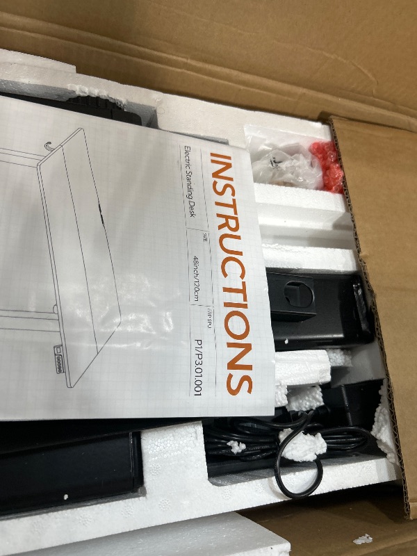 Photo 1 of Claiks Electric Standing Desk, Adjustable Height Stand up Desk, 24x48 Inches Sit Stand Home Office Desk with Splice Board, Black Frame/Rustic Brown Top