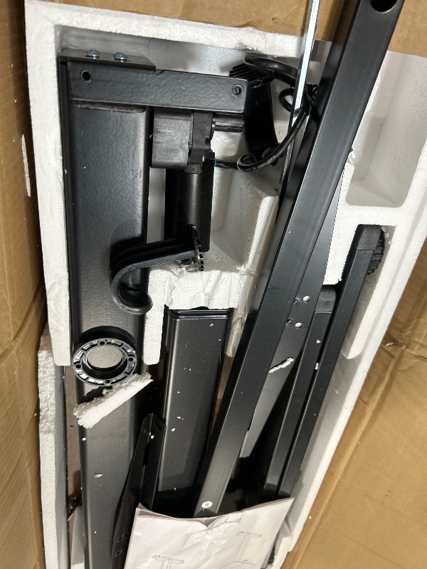 Photo 1 of Claiks Electric Standing Desk, Adjustable Height Stand up Desk, 24x48 Inches Sit Stand Home Office Desk with Splice Board, Black Frame/Rustic Brown Top