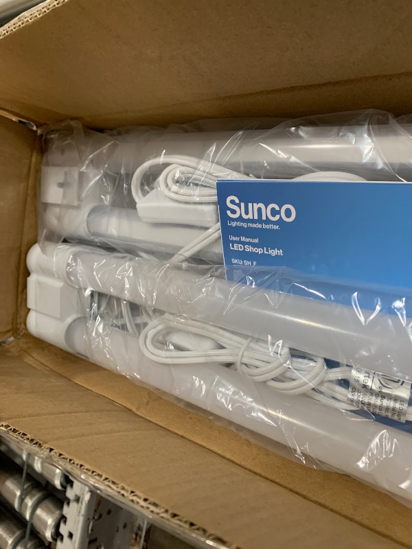 Photo 1 of Sunco Lighting Linkable LED Utility Shop Light, 4500 LM, 5000K Daylight, 4 FT, 48 Inch Integrated Fixture for Garage, 40W Equivalent 150W, Surface + Suspension Mount, White - 10 Pack