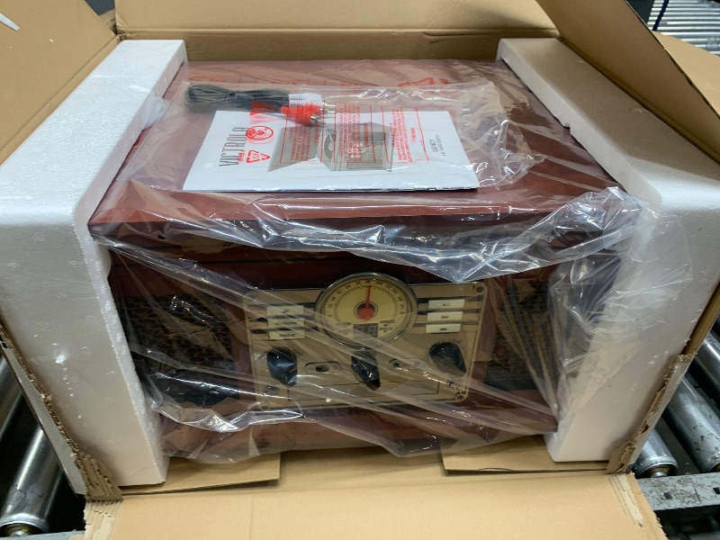 Photo 1 of Victrola Nostalgic 6-in-1 Bluetooth Record Player & Multimedia Center with Built-in Speakers - 3-Speed Turntable, CD & Cassette Player, FM Radio | Wireless Music Streaming | Mahogany