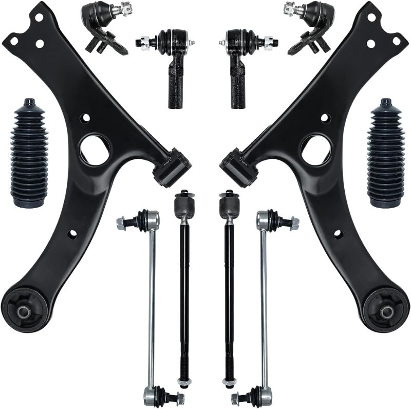 Photo 1 of 12 PCS Front Lower Suspension Kit Control Arm Ball Joint Sway Bar Stabilizer Link Outer & Inner Tie Rod Rack and Pinion Bellows Replacement For 2009-2013 Toyota Corolla Matrix
