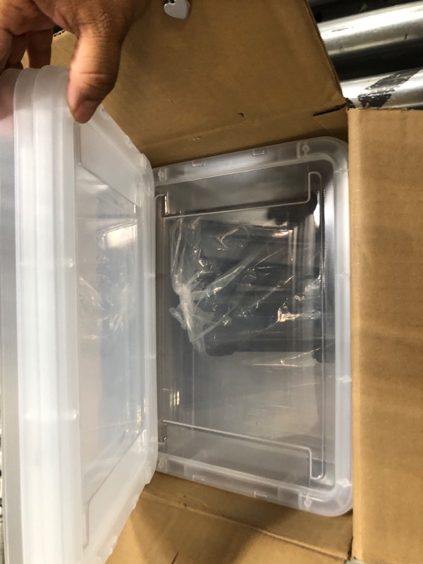 Photo 1 of Citylife 4 Packs Portable Project Case, Clear File Box with Snap Lid, Stackable Plastic Organizers for Craft Projects