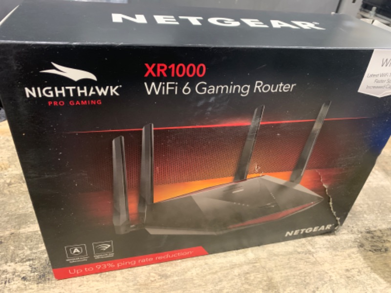 Photo 1 of NETGEAR Nighthawk Pro Gaming 6-Stream WiFi 6 Router (XR1000) - Security Features, AX5400 Wireless Speed (up to 5.4Gbps), DumaOS 3.0 Optimizes Lag-free Server Connections, 4 x 1G Ethernet ports