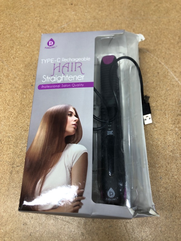 Photo 2 of 1.5 in. USB Hair Straightener in Purple and Black
