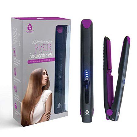 Photo 1 of 1.5 in. USB Hair Straightener in Purple and Black
