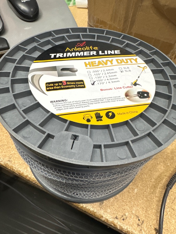 Photo 2 of A ANLEOLIFE 5-Pound Heavy Duty Square .170-Inch-by-367-ft String Trimmer Line in Spool, with Bonus Line Cutter