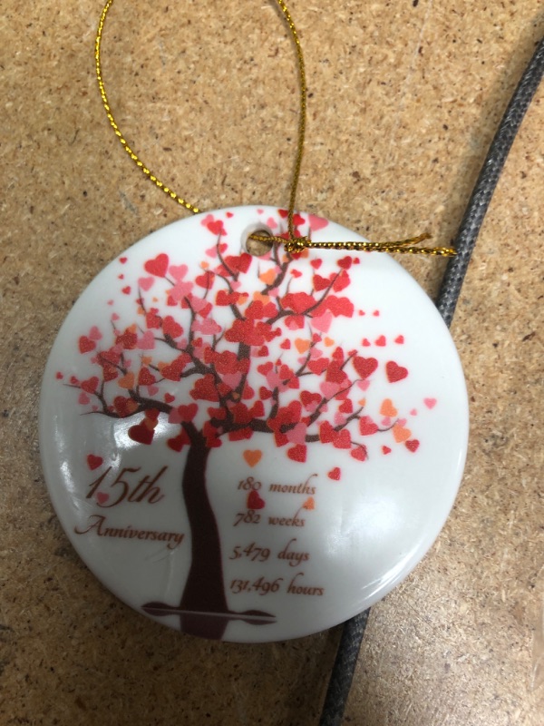 Photo 1 of 15th Anniversary Ornament, Gifts for 15th Wedding Anniversary, 15 Years Anniversary Valentines Gifts for Couples,Her,Him, 2.9" Ceramic 15th Anniversary Christmas Ornaments 2024
