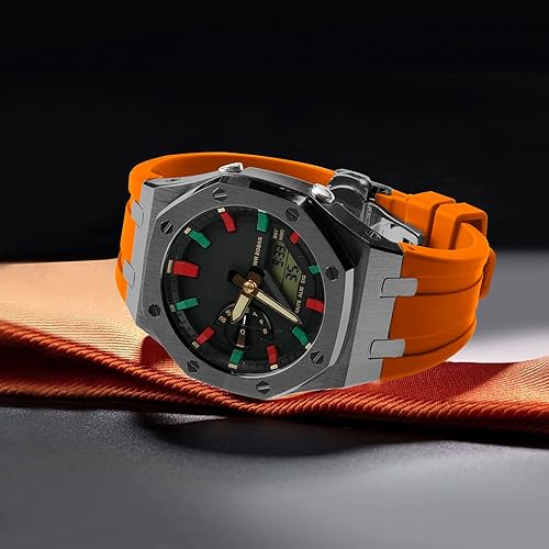 Photo 1 of ***FRAME ONLY - NO WATCH***
Neuupesen Stainless Steel Watch Case with Rubber Strap - Compatible with GA-2100/GA-2110/GA-B2100 - Gen. 5 Replacement Accessories(Gen.5, Black+Orange set)