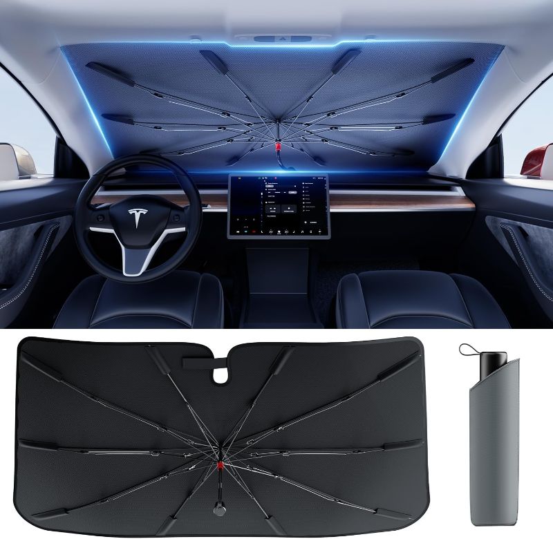 Photo 1 of [2024 Upgrade] DMJN Umbrella Car Windshield Sun Shade, [Newest Nano-Ice-Crystal Coatings] Umbrella Sunshade for Car - Protect Interior from UV & Keep Car Cooler (Universal Size)