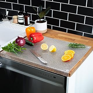 Photo 1 of Acrylic Cutting Board With Counter Lip 17" x 13"x1.2"| Extra Large Textured Acrylic Cutting Board For Kitchen Countertop | Non-Slip Clear Cutting Board With Lip | Over The Counter Cutting