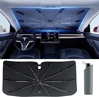 Photo 1 of [2024 Upgrade] Umbrella Sunshade for Car Windshield Covers, Foldable Front Window Car Umbrella Sun Shade Visor Fit Sedan SUV RV Pickup Truck, Reflective UV Rays Heat Insulation Keep Vehicle Cool XL
