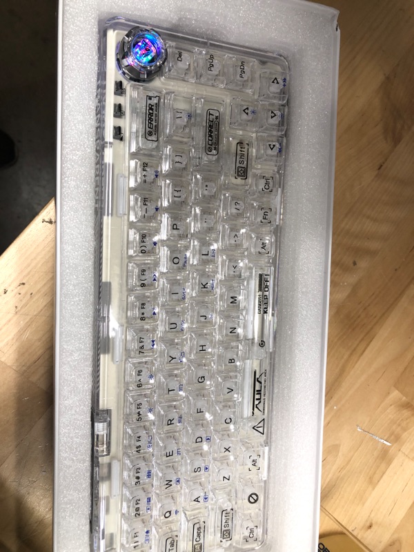 Photo 2 of **USED SEE NOTES*KIIBOOM PHANTOM 81 V2 75% HOT SWAPPABLE UPGRADED CRYSTAL GASKET-MOUNTED MECHANICAL KEYBOARD, TRIPLE MODE NKRO GAMING KEYBOARD WITH SOUTH-FACING RGB, CLEAR KEYCAPS, 4000MAH BATTERY FOR WIN/MAC (CLEAR)
