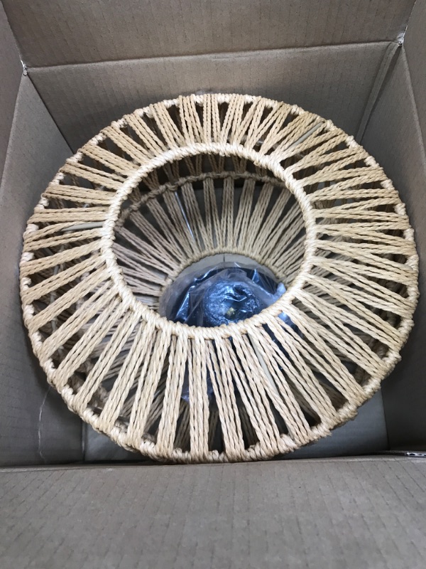 Photo 2 of  [[ 11.8"(W) x 8.7"(H) ]] Rattan Chandelier Light Fixture Ceiling Mount, Boho Light Fixtures, Hand Woven Rustic, Ceiling Light Fixtures Flush Mount, Hallway Bedroom Farmhouse Kitchen Entryway Hall