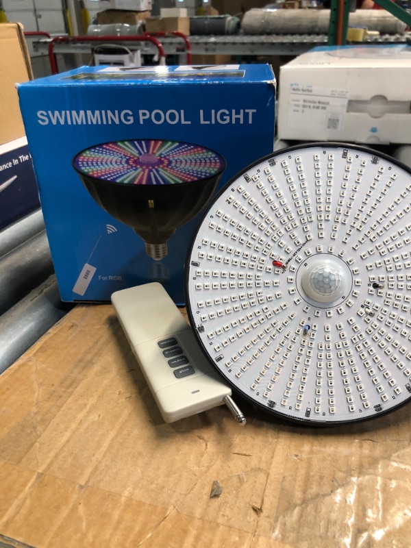 Photo 2 of ***SEE NOTES***
Cinhomi Pool Light 60W RGB Color Changing LED Pool Lights Inground Pool Lights Medium E26/E27 Base Underwater Pool Light Bulb with Remote Control Replacement for Pentair and Hayward Lamps Black, Blue