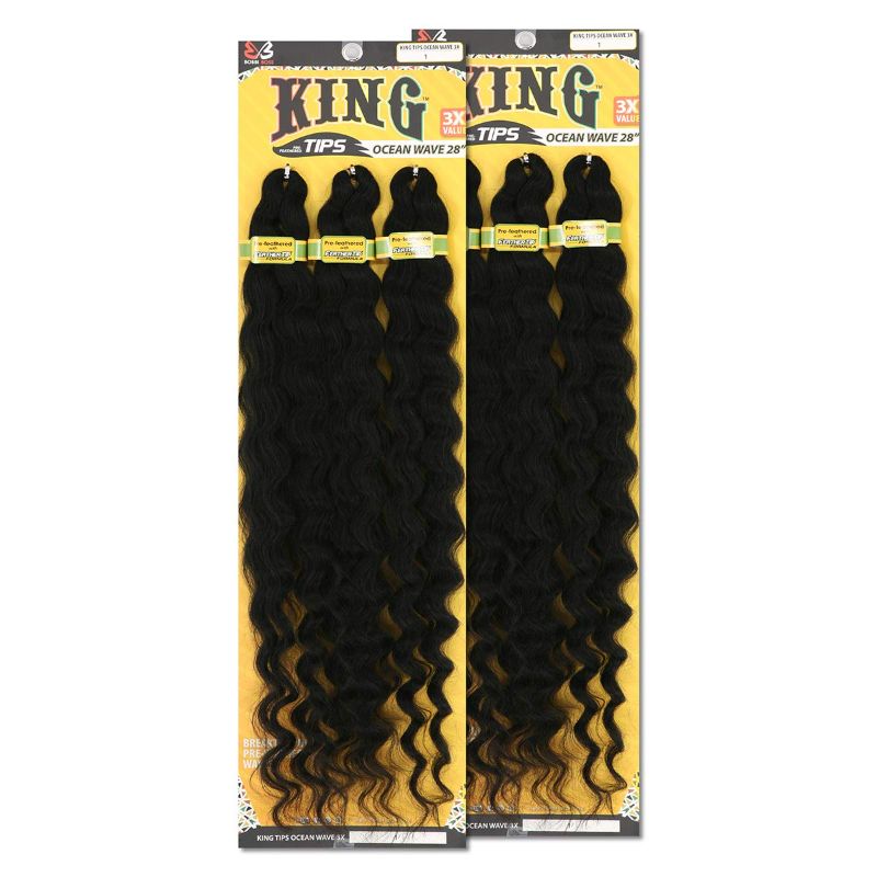 Photo 1 of [2PACKS DEAL] Bobbi Boss King 3X Value Pre-Feathered Ocean Wave 28" Braid KINGTIPSOC28X3 with Gold Filigree Tube 3pcs (1)
