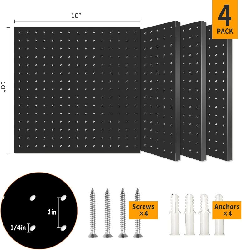 Photo 1 of (READ FULL POST) TIDIHAUSE Pegboard,Peg Board,Pegboard Wall Organizer?Mount Display Pegboard Kits fit Pegboard Storage?PegBoard Organizer Board Pegboards?4 Pack/black/10 * 10 inch?