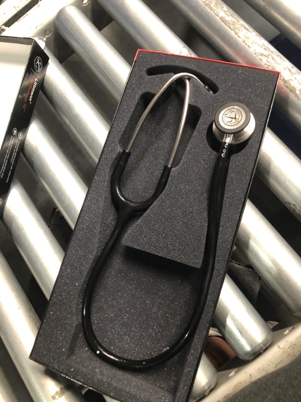 Photo 3 of 3M Littmann Cardiology IV Diagnostic Stethoscope, 6200, More Than 2X as Loud*, Weighs Less**, Stainless Steel Black-Finish Chestpiece, 27" Black Tube, Red Stem, and Black Headset