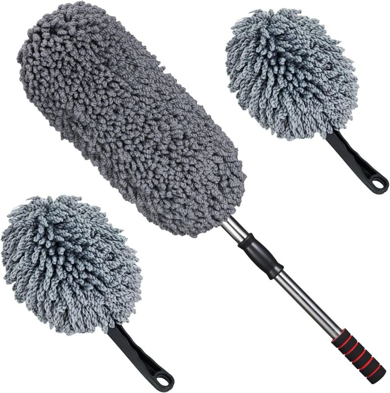 Photo 1 of 3 Pack Large Microfiber Car Duster Exterior Scratch Free with Extendable, Car Duster Interior Multipurpose dust Cleaning