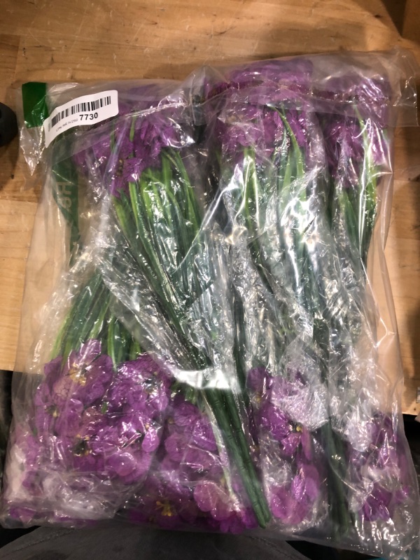 Photo 2 of 20 Bundles Artificial Outdoor Flowers UV Resistant Fake Flowers No Fade Faux Plastic Greenery Shrubs Garden Porch Window Box Decorating(Purple)